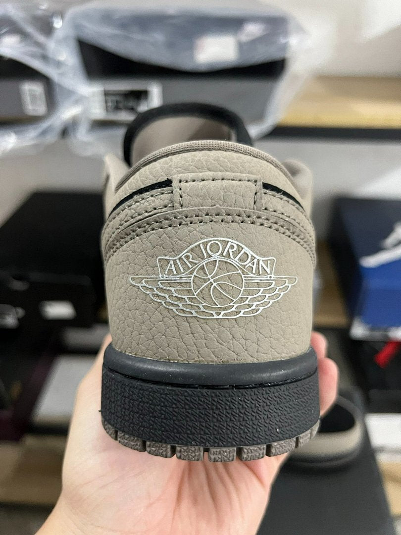 Nike Air Jordan 1 Low "Palomino" Black Tumbled Leather Men's Sneakers (553558-006)