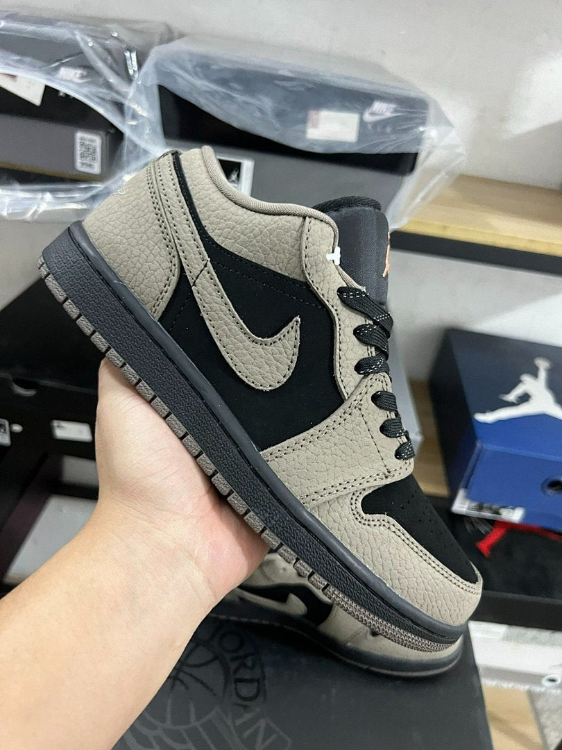 Nike Air Jordan 1 Low "Palomino" Black Tumbled Leather Men's Sneakers (553558-006)