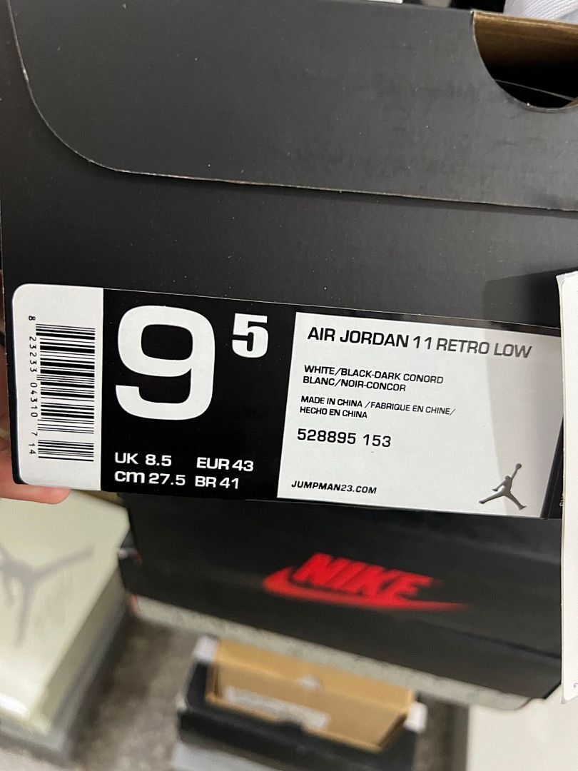 Air Jordan 11 Retro Low "Concord" Black White Men's Lifestyle Basketball Shoes 528895-153