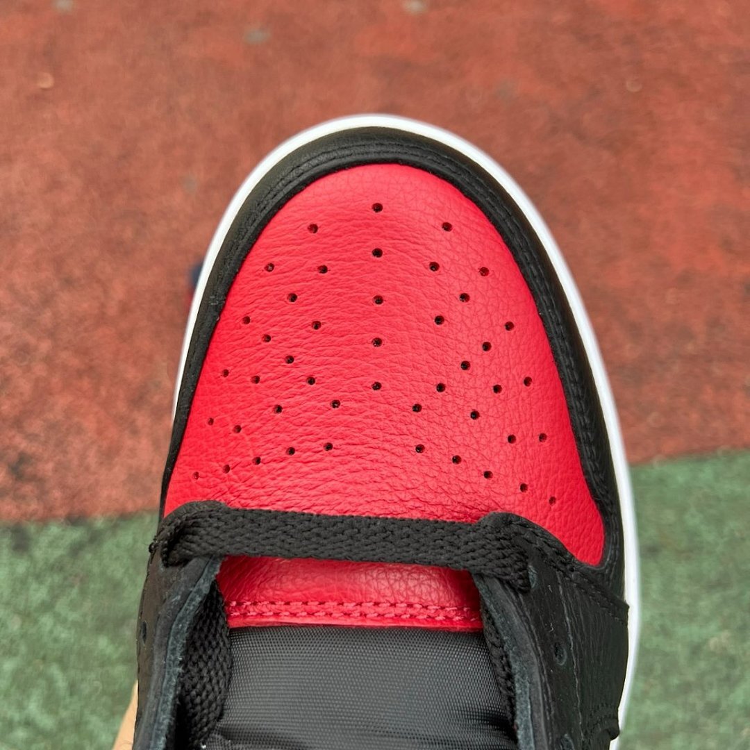 Nike Air Jordan 1 Low Bred Toe Black Red White Men's Sneakers (553558-612)