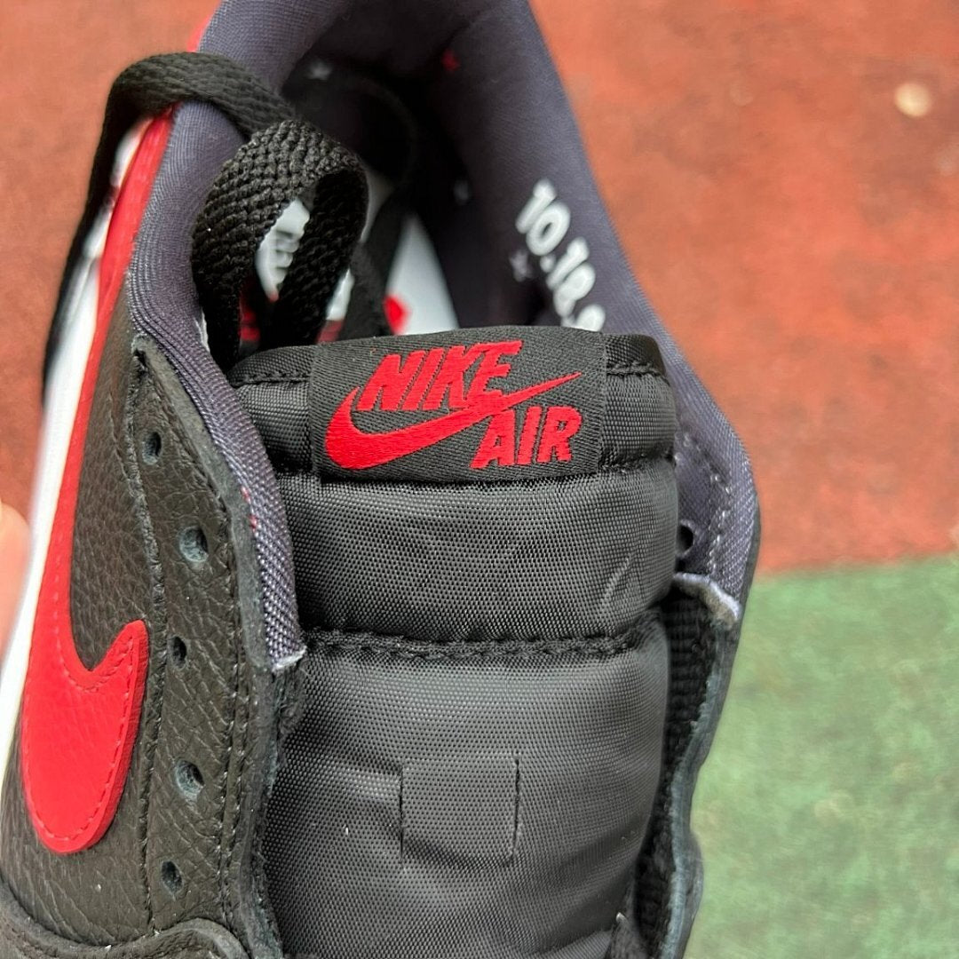 Nike Air Jordan 1 Low Bred Toe Black Red White Men's Sneakers (553558-612)