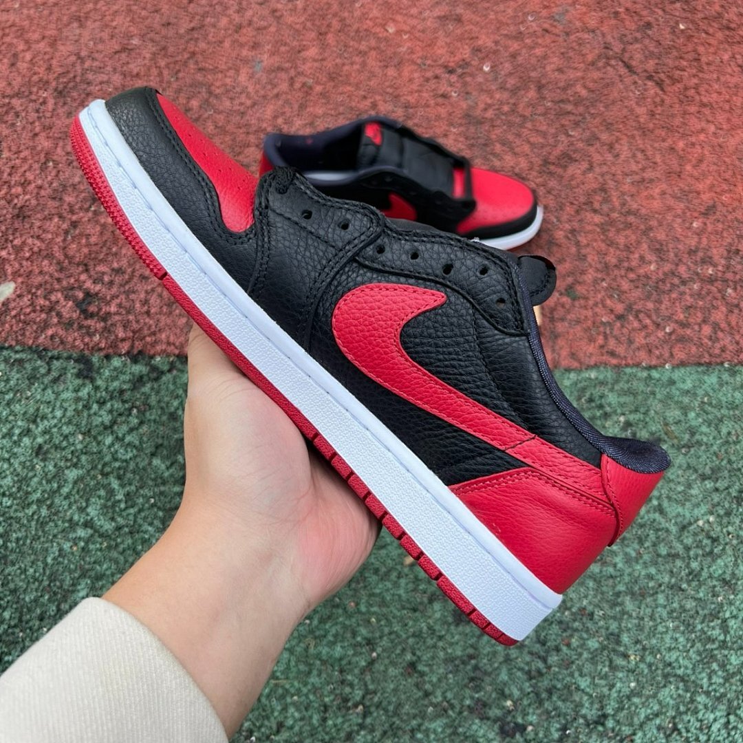 Nike Air Jordan 1 Low Bred Toe Black Red White Men's Sneakers (553558-612)