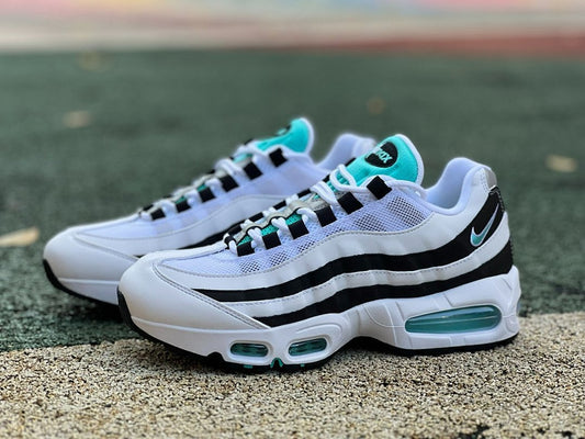 Nike Air Max 95 White Black Hyper Jade Aluminium Men's Running Shoes Sneakers Trainers AT6146-100