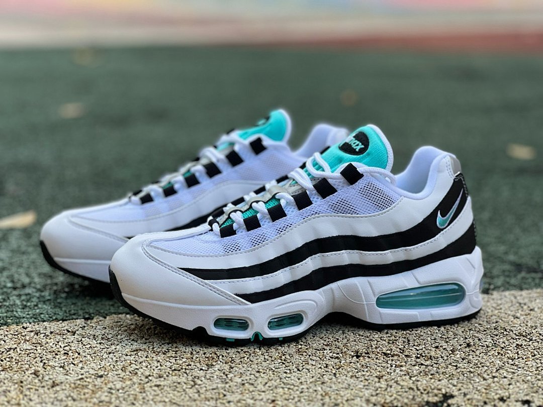 Nike Air Max 95 White Black Hyper Jade Aluminium Men's Running Shoes Sneakers Trainers AT6146-100