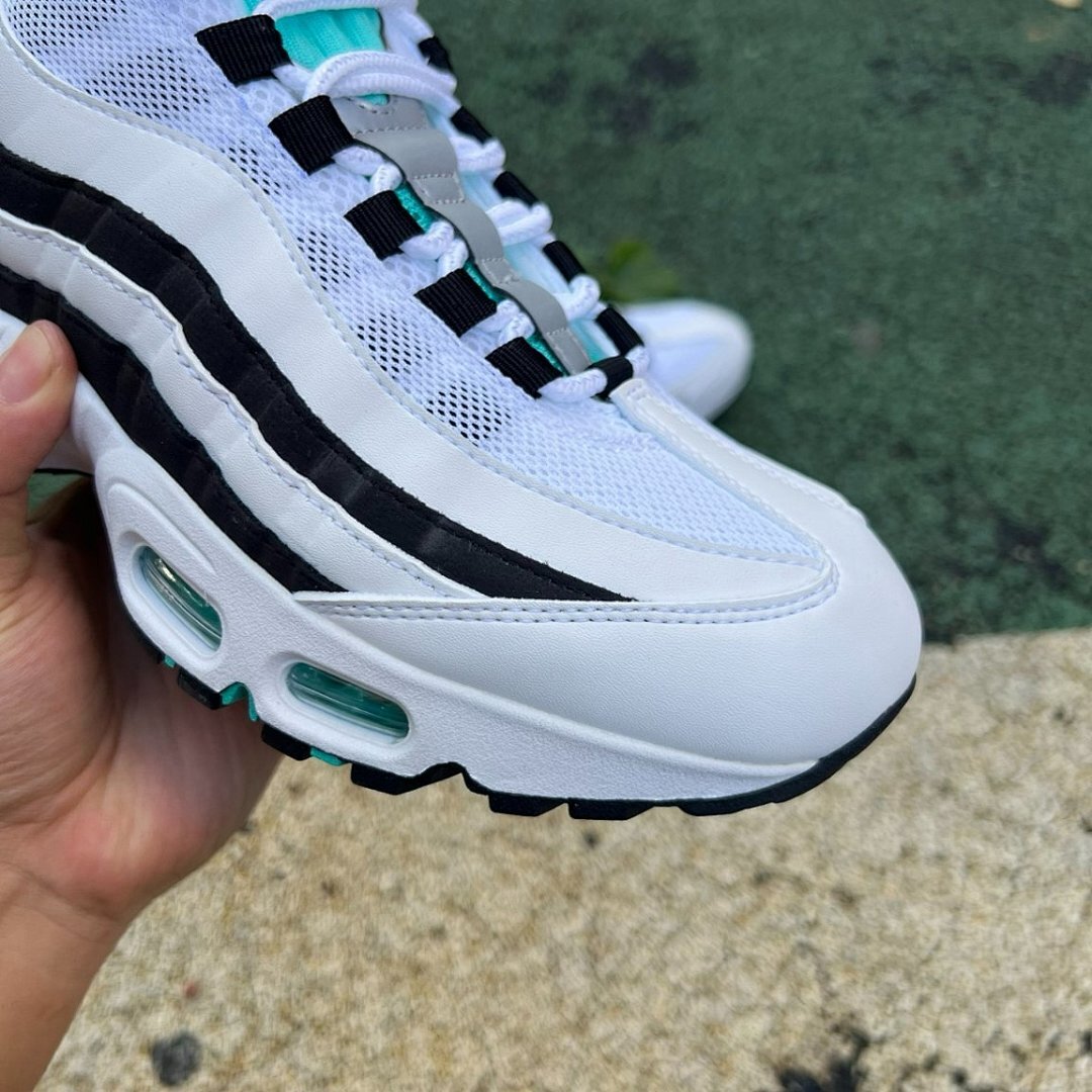 Nike Air Max 95 White Black Hyper Jade Aluminium Men's Running Shoes Sneakers Trainers AT6146-100