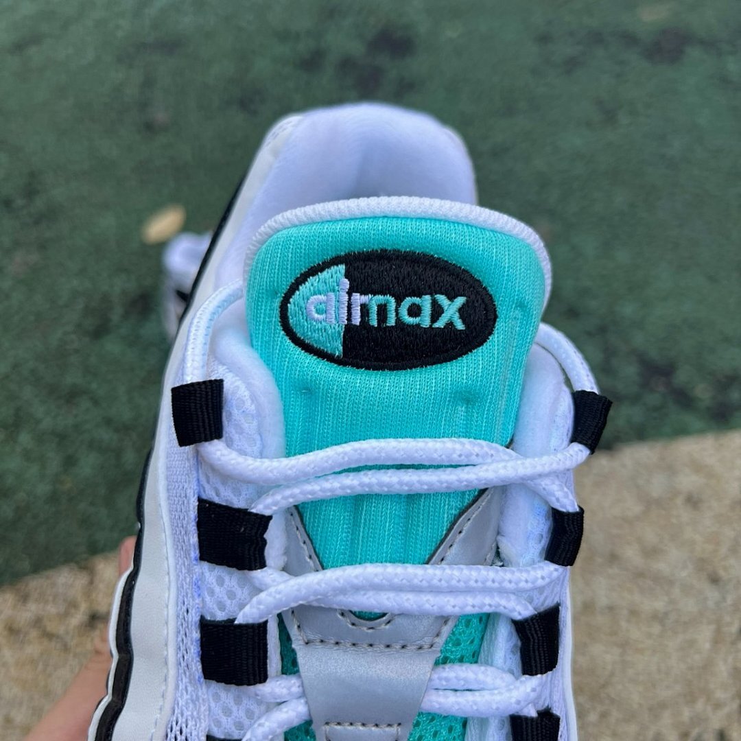 Nike Air Max 95 White Black Hyper Jade Aluminium Men's Running Shoes Sneakers Trainers AT6146-100