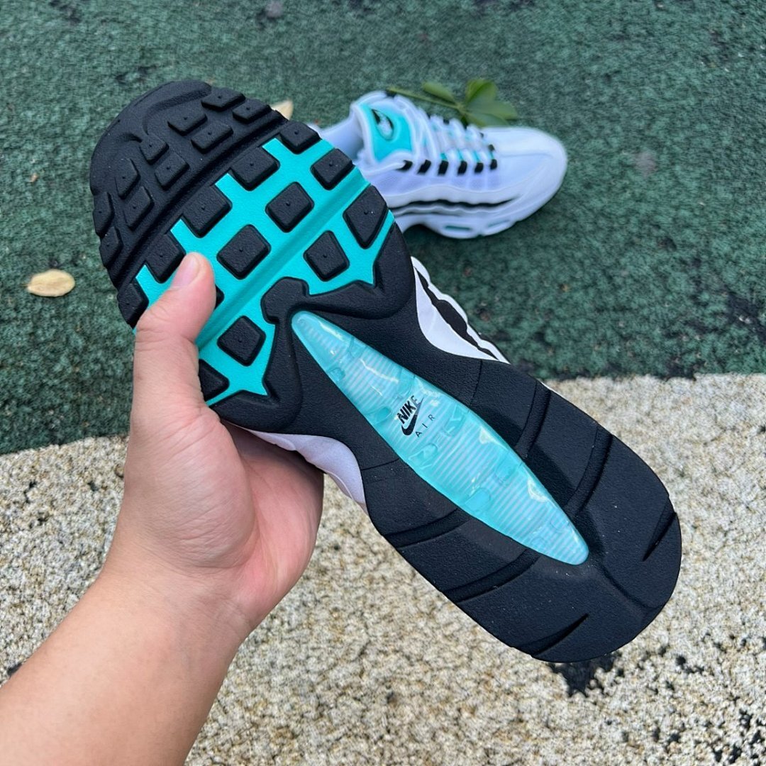 Nike Air Max 95 White Black Hyper Jade Aluminium Men's Running Shoes Sneakers Trainers AT6146-100