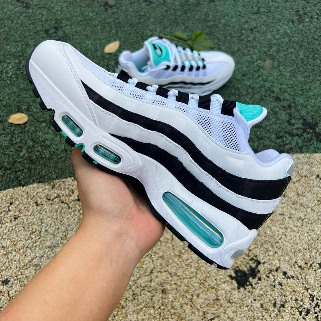 Nike Air Max 95 White Black Hyper Jade Aluminium Men's Running Shoes Sneakers Trainers AT6146-100