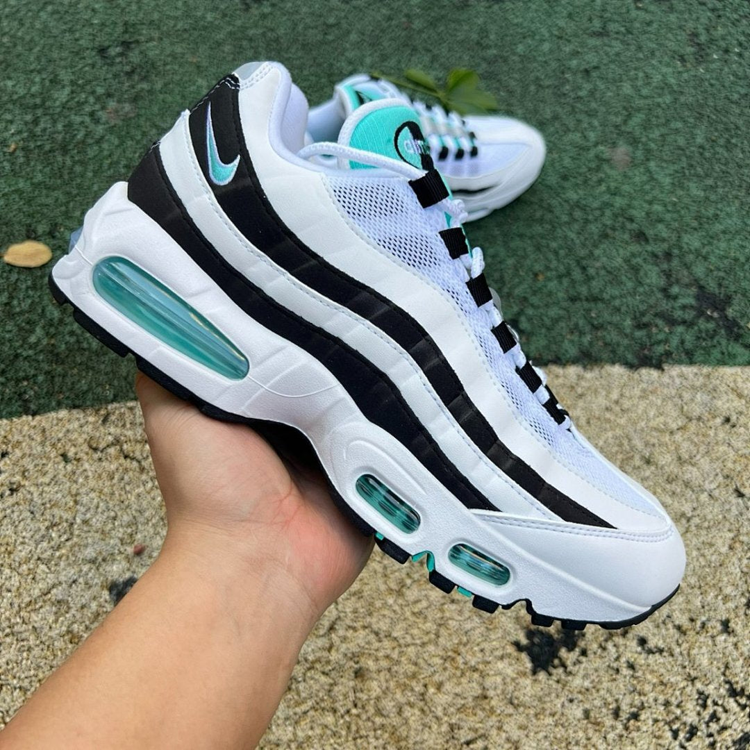 Nike Air Max 95 White Black Hyper Jade Aluminium Men's Running Shoes Sneakers Trainers AT6146-100