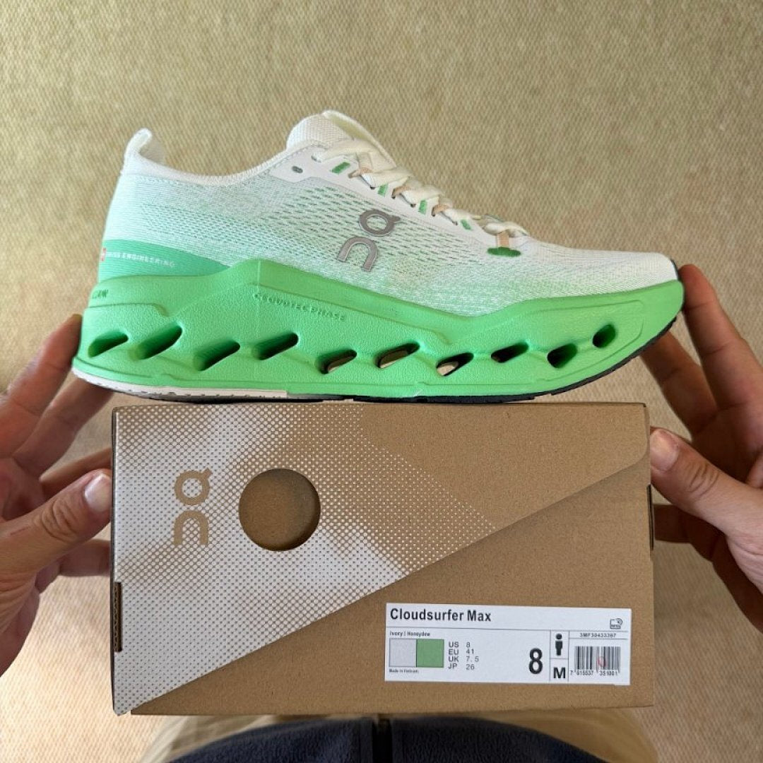 On Running Cloudmonster Men's Women's Max Cushion Road Running Shoes White Lime Green