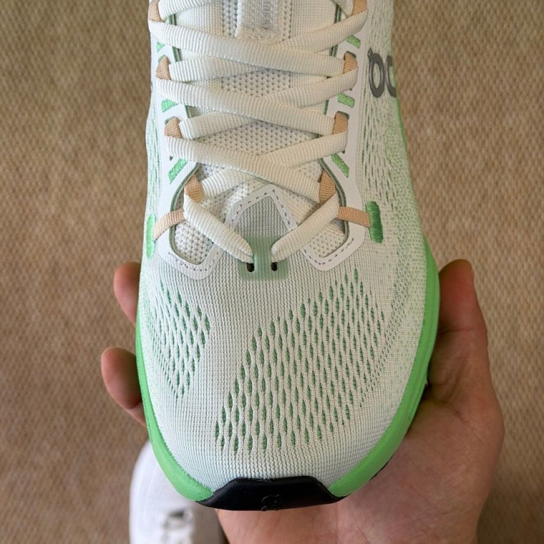 On Running Cloudmonster Men's Women's Max Cushion Road Running Shoes White Lime Green