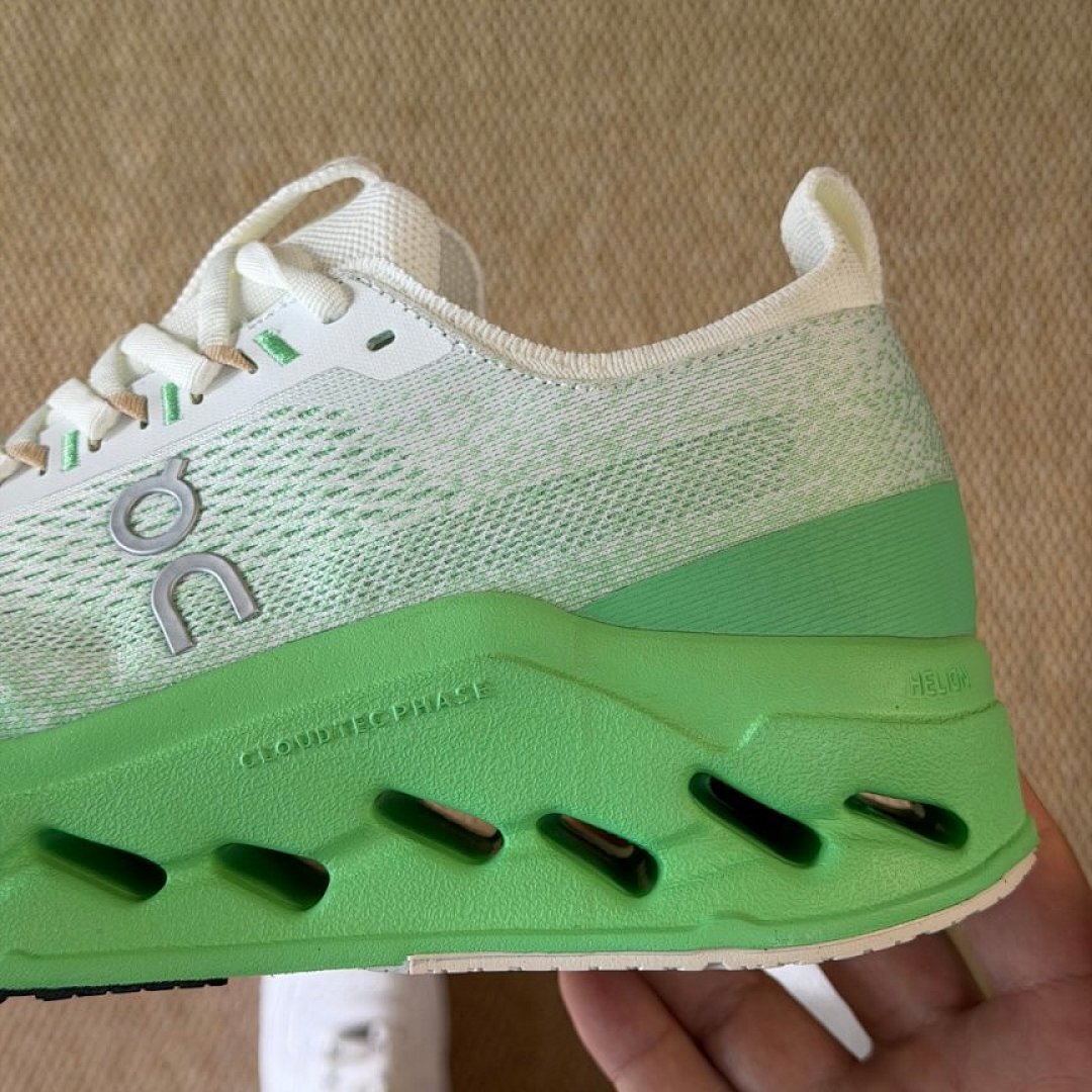 On Running Cloudmonster Men's Women's Max Cushion Road Running Shoes White Lime Green