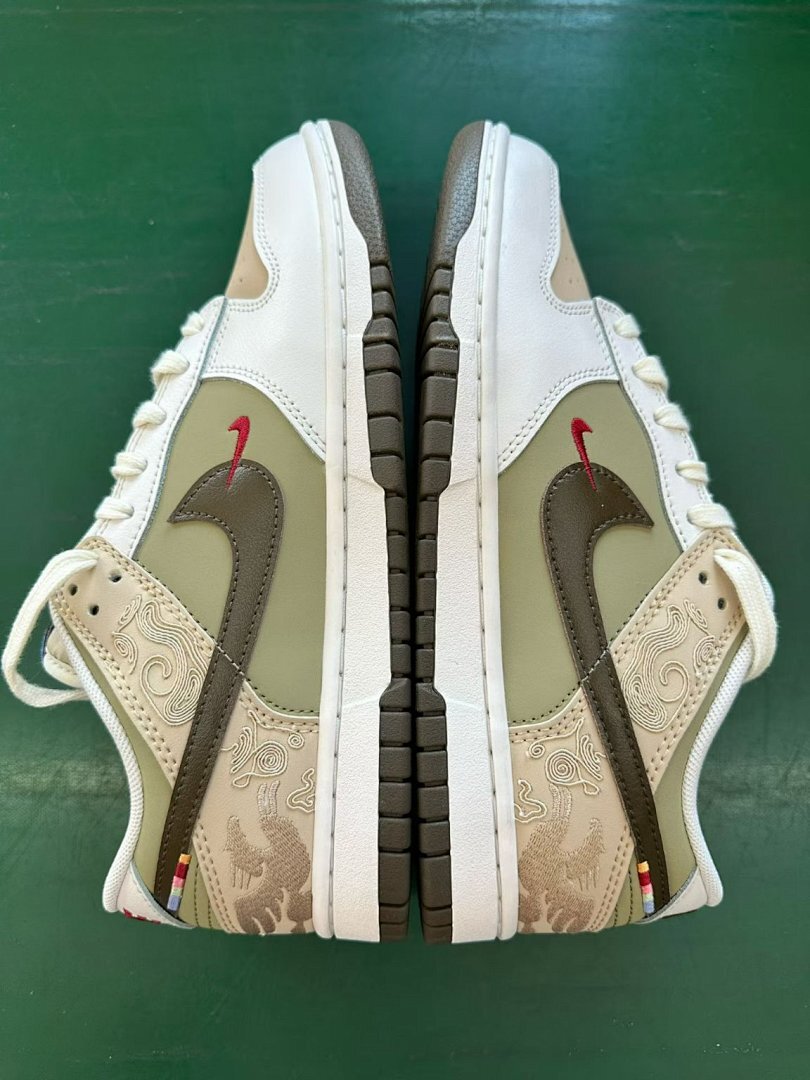 Nike Dunk Low Year of the Dragon Chunxiao FQ8824-220 Olive Green Sail Dragon Pattern Men's Women's Lifestyle Sneakers