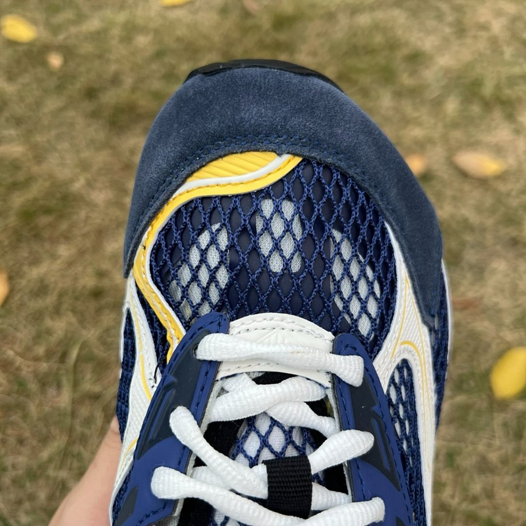 Bottega Veneta Orbit Mesh & Suede Sneakers Navy Yellow White Men's Trainers 755100 V30E0 4072