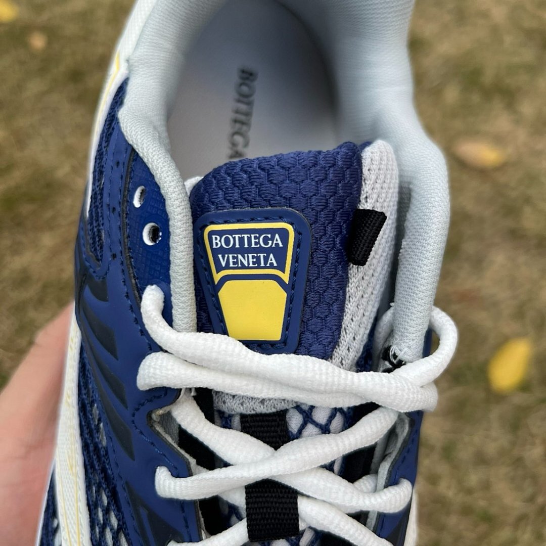 Bottega Veneta Orbit Mesh & Suede Sneakers Navy Yellow White Men's Trainers 755100 V30E0 4072