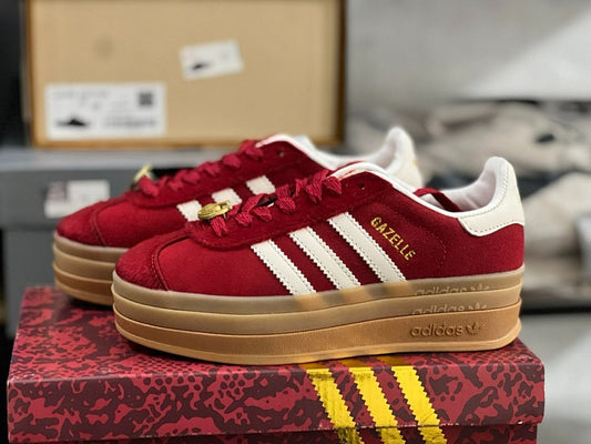 Adidas Gazelle Bold Better Scarlet Cloud White Gum Platform Shoes HQ6616