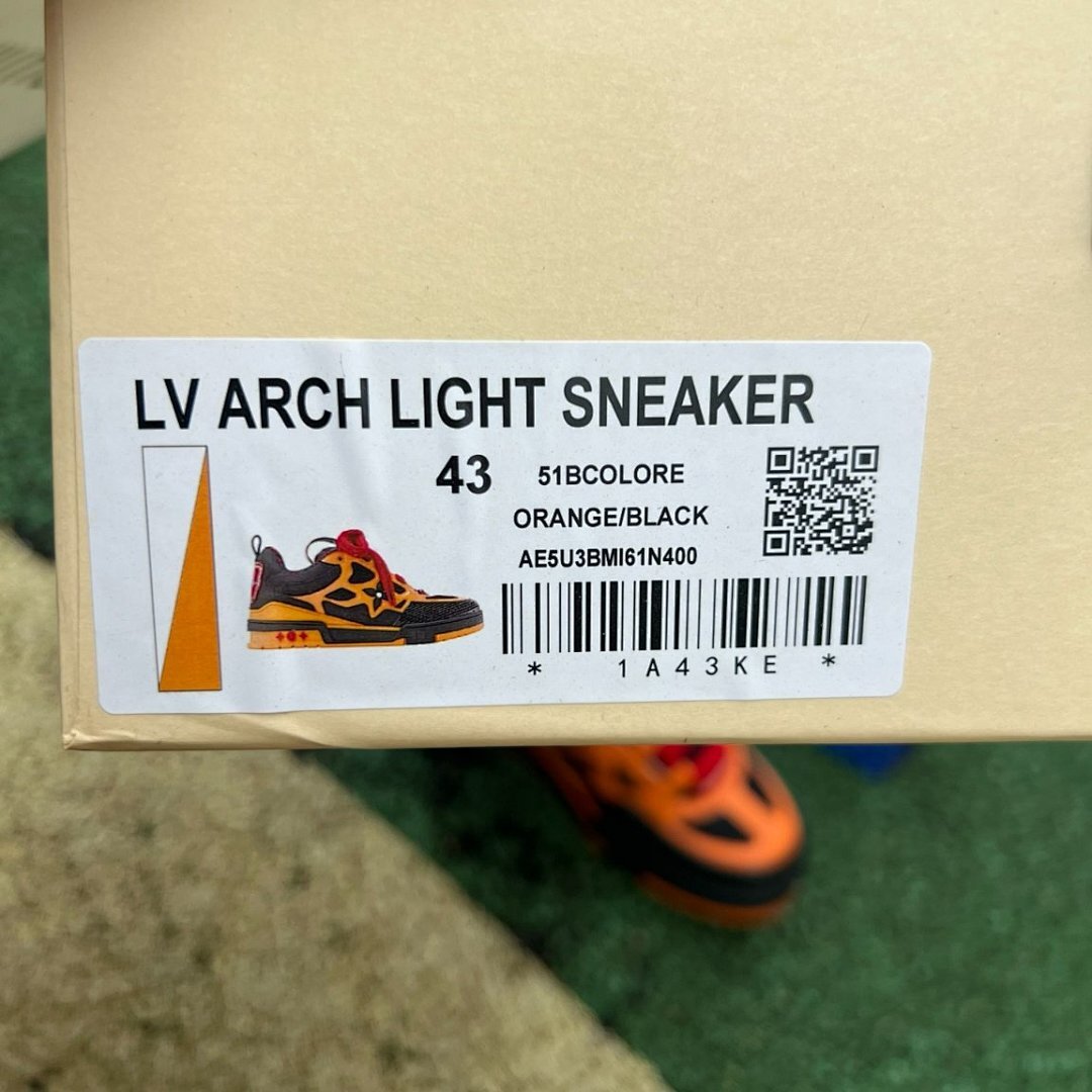 Louis Vuitton LV Trainer Maxi Sneaker Orange Black Red Laces 1ABR9J Men's Luxury Designer Fashion Sneakers