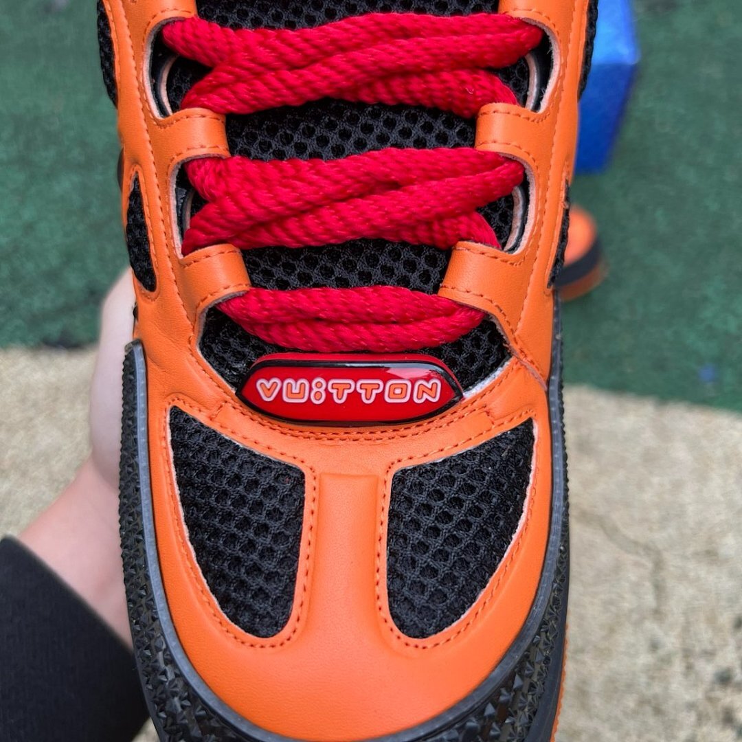 Louis Vuitton LV Trainer Maxi Sneaker Orange Black Red Laces 1ABR9J Men's Luxury Designer Fashion Sneakers