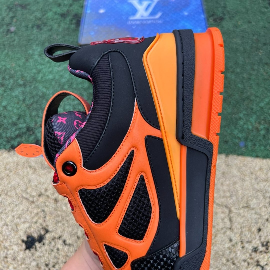 Louis Vuitton LV Trainer Maxi Sneaker Orange Black Red Laces 1ABR9J Men's Luxury Designer Fashion Sneakers