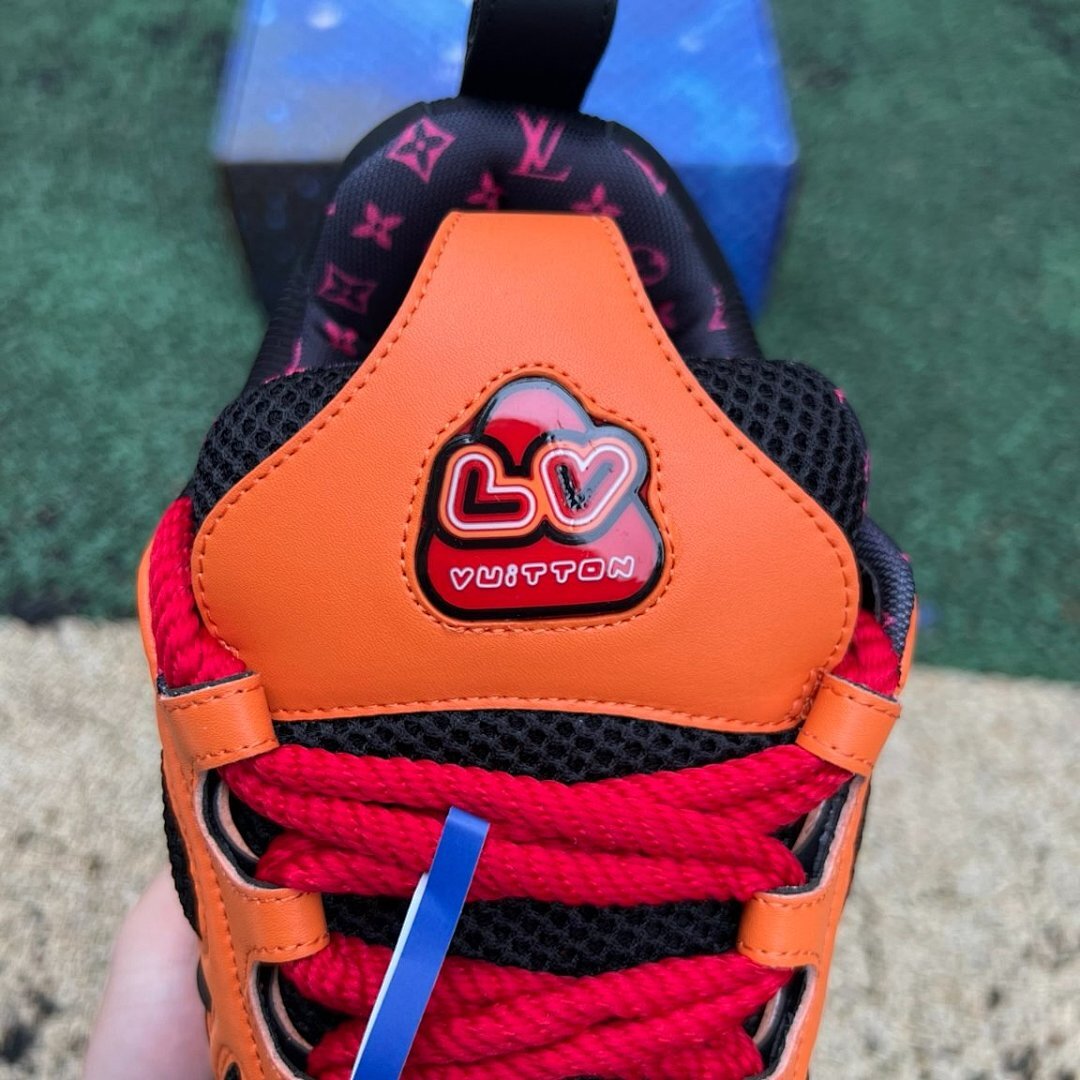 Louis Vuitton LV Trainer Maxi Sneaker Orange Black Red Laces 1ABR9J Men's Luxury Designer Fashion Sneakers