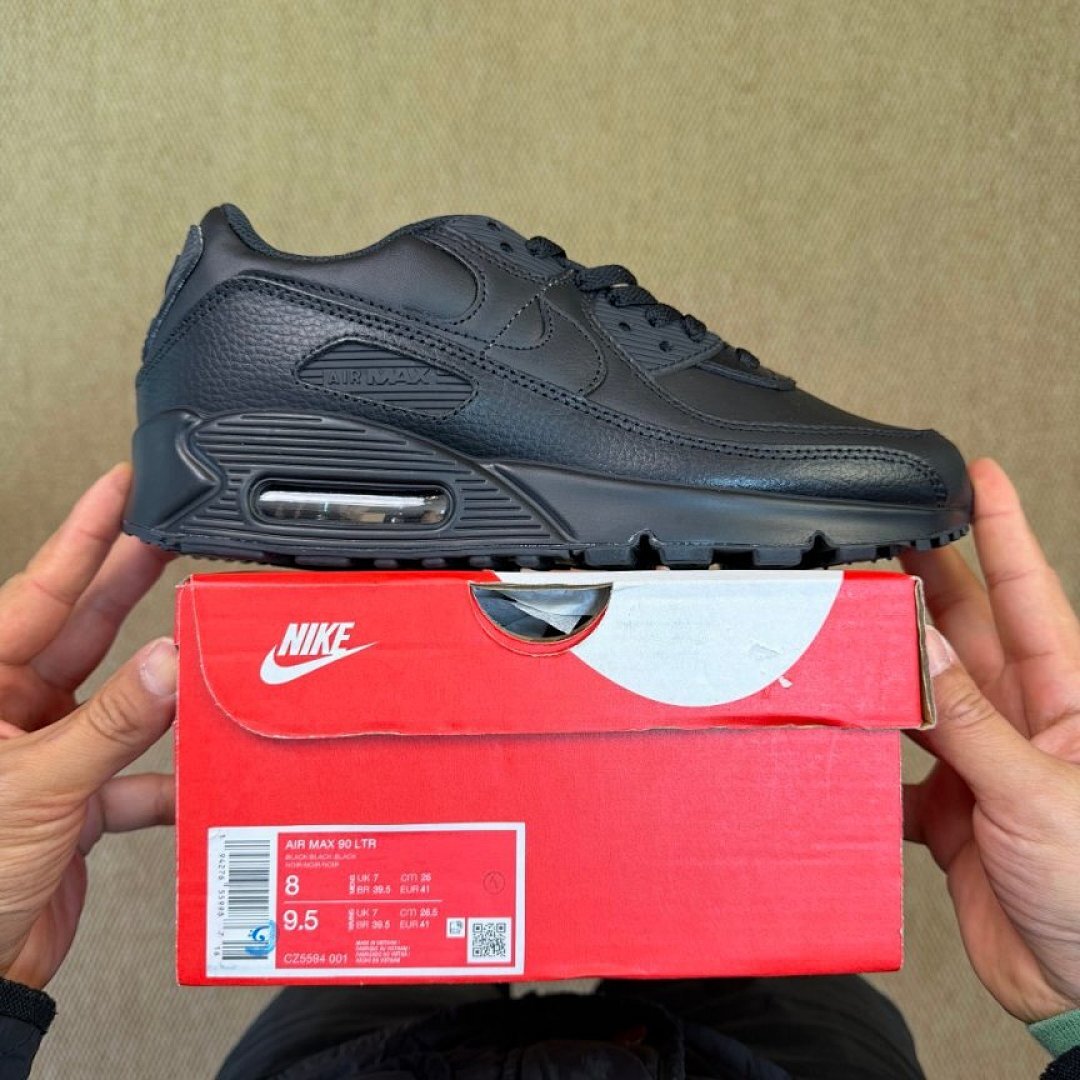 Nike Air Max 90 LTR Triple Black Leather Men's Shoes Sneakers CT1028-001