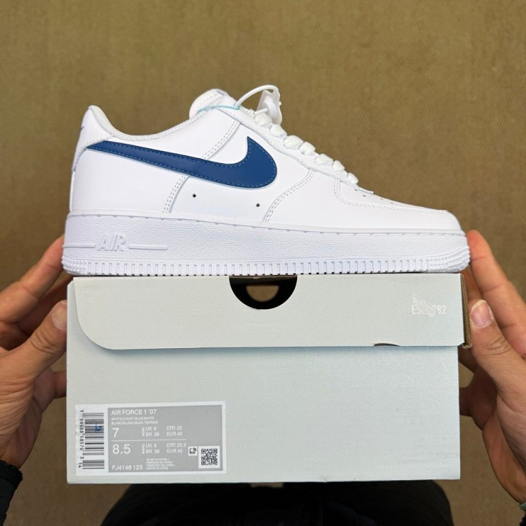 Nike Air Force 1 '07 Low White Royal Blue Sneakers DM0576-100 Men's Women's Casual Trainers AF1