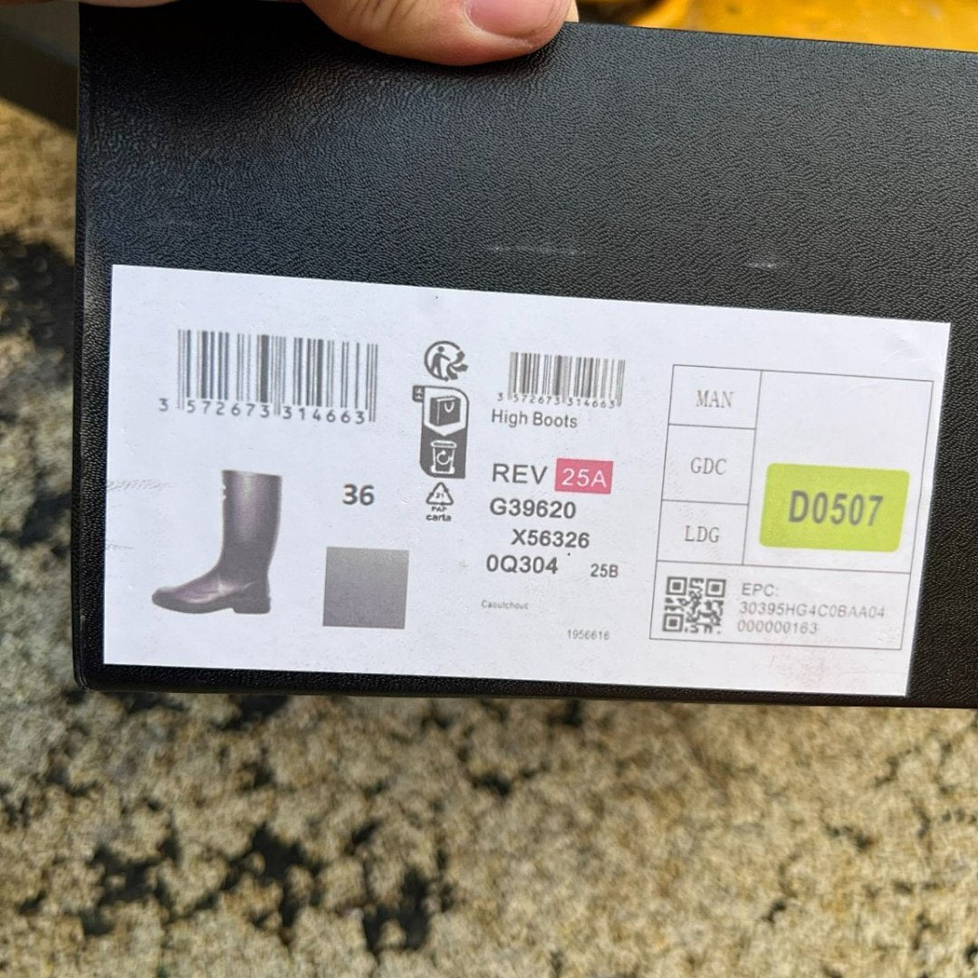 Celine Boots in Rubber with Celine Signature Black Women's Tall Rain Boots Wellies
