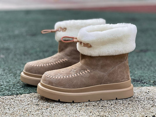 Louis Vuitton Pillow Comfort Boot Beige Monogram Suede Shearling Ankle Boots 1A9R2D Women's Luxury Winter Platform