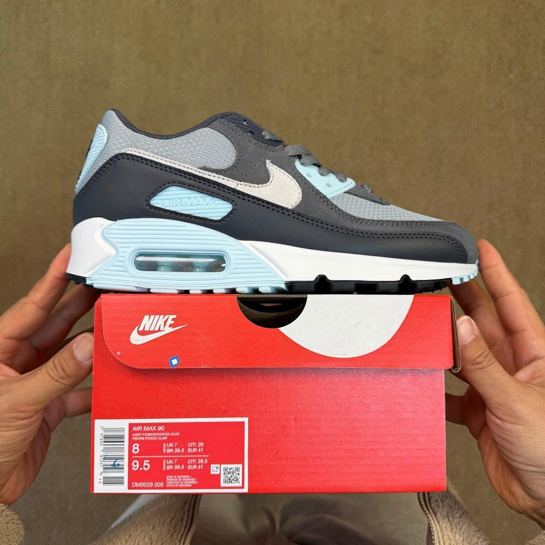 Nike Air Max 90 'Iron Grey Glacier Blue Summit White' Men's Running Shoes Sneakers DM0029-001
