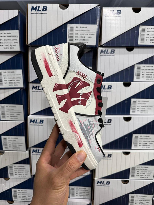 MLB Big Ball Chunky Pudel Amor Fact Sneakers White Burgundy Grey 3ASHC31Y C0RDY