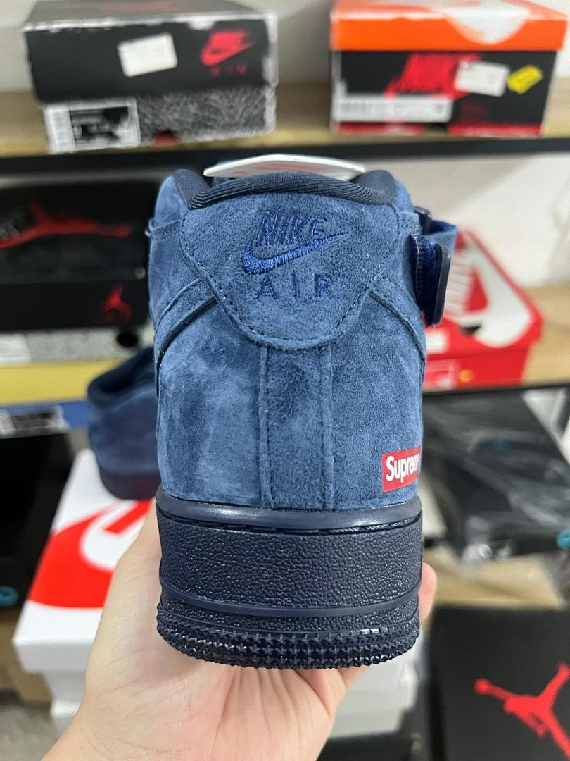 Nike Air Force 1 Mid Supreme College Navy Suede Sneakers Men's DM1703-400