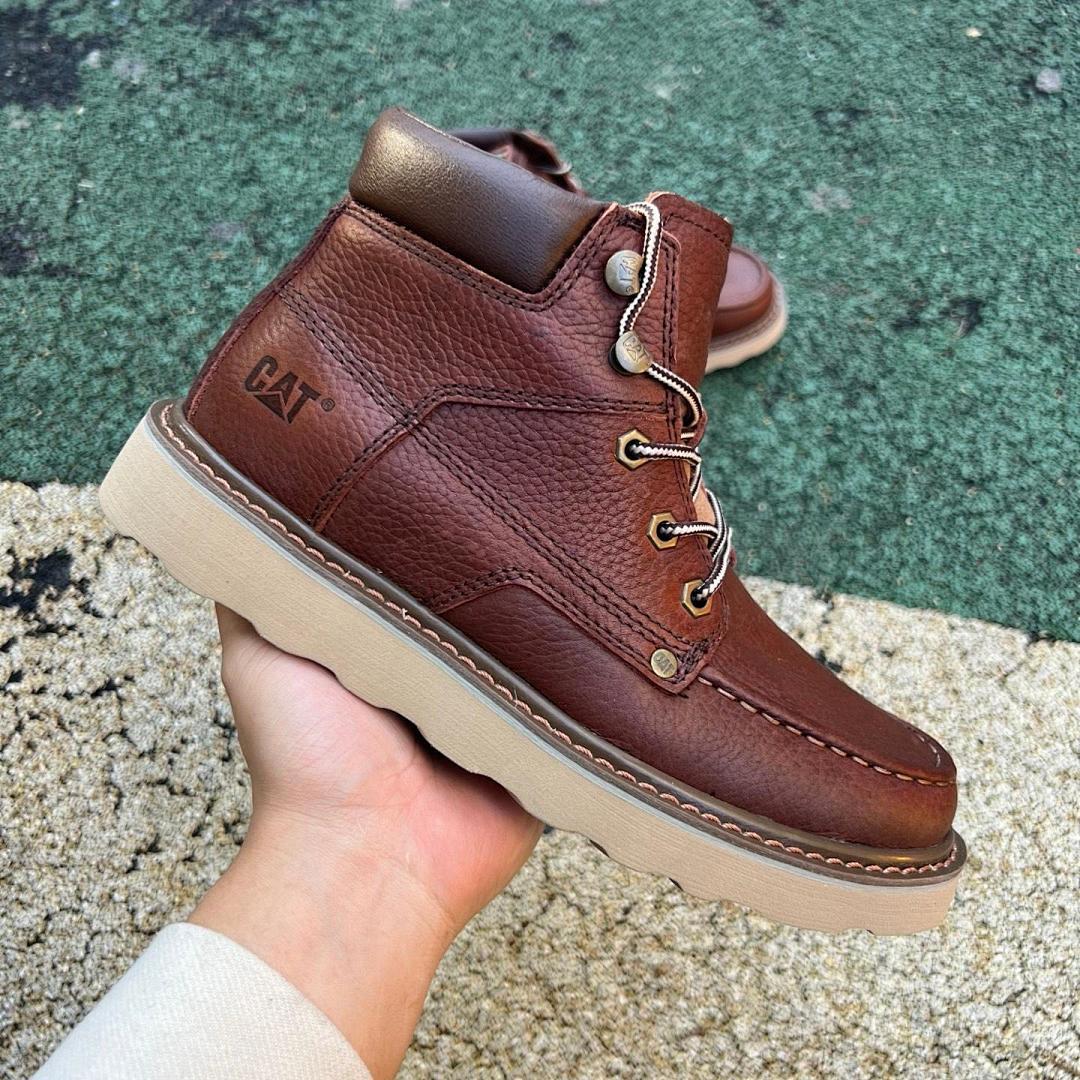 Caterpillar CAT Men's Factor Moc Toe Leather Ankle Boots Honey Reset P722956