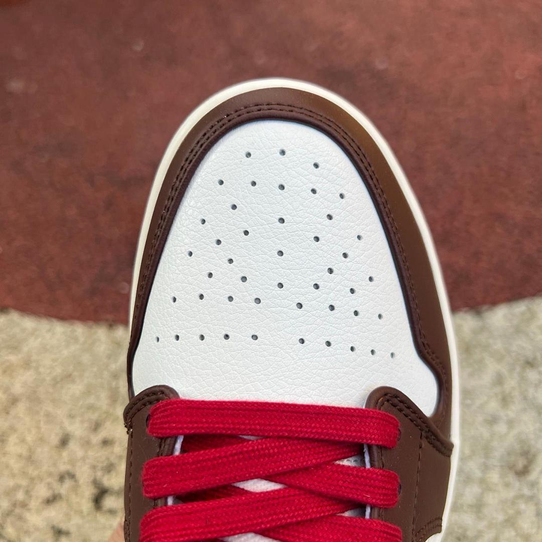 Air Jordan 1 Low Western Cowboy Cow Print Dark Mocha White Red Calf Hair Sneakers Men's Retro Casual Shoes