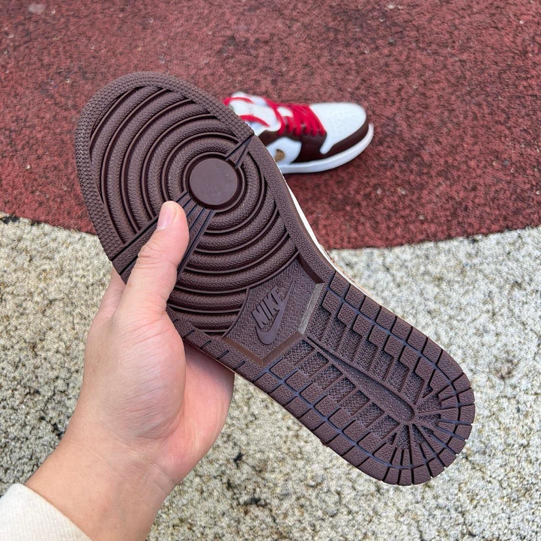 Air Jordan 1 Low Western Cowboy Cow Print Dark Mocha White Red Calf Hair Sneakers Men's Retro Casual Shoes