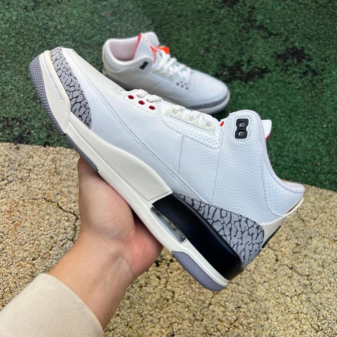 Nike Air Jordan 3 Retro 'White Cement Reimagined' Men's Shoes - White Fire Red Cement Grey Black Elephant Print Sneakers DN3707-100