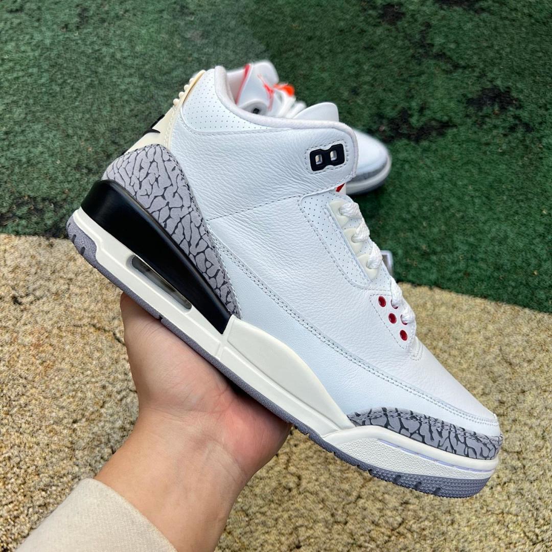 Nike Air Jordan 3 Retro 'White Cement Reimagined' Men's Shoes - White Fire Red Cement Grey Black Elephant Print Sneakers DN3707-100