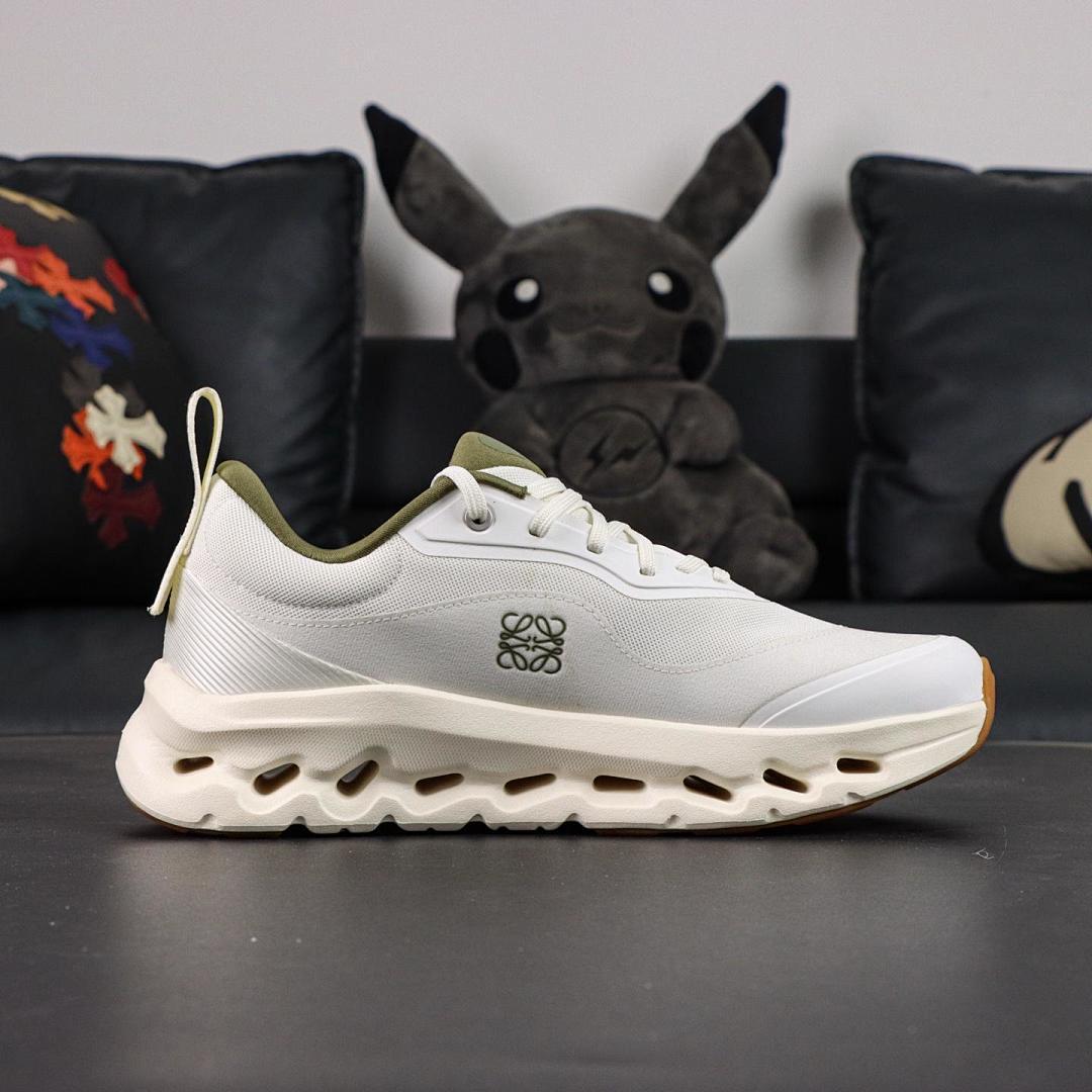 On CloudTec Phase Men's Running Shoes Undyed | Evergreen 3MD30121175 | White Olive Green Cushioned Road Trainers Sneakers