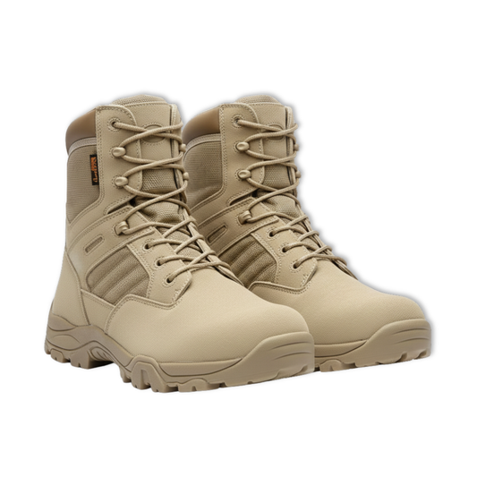 Blotcha Men's Waterproof Tactical Combat Ankle Boots, Beige Tan