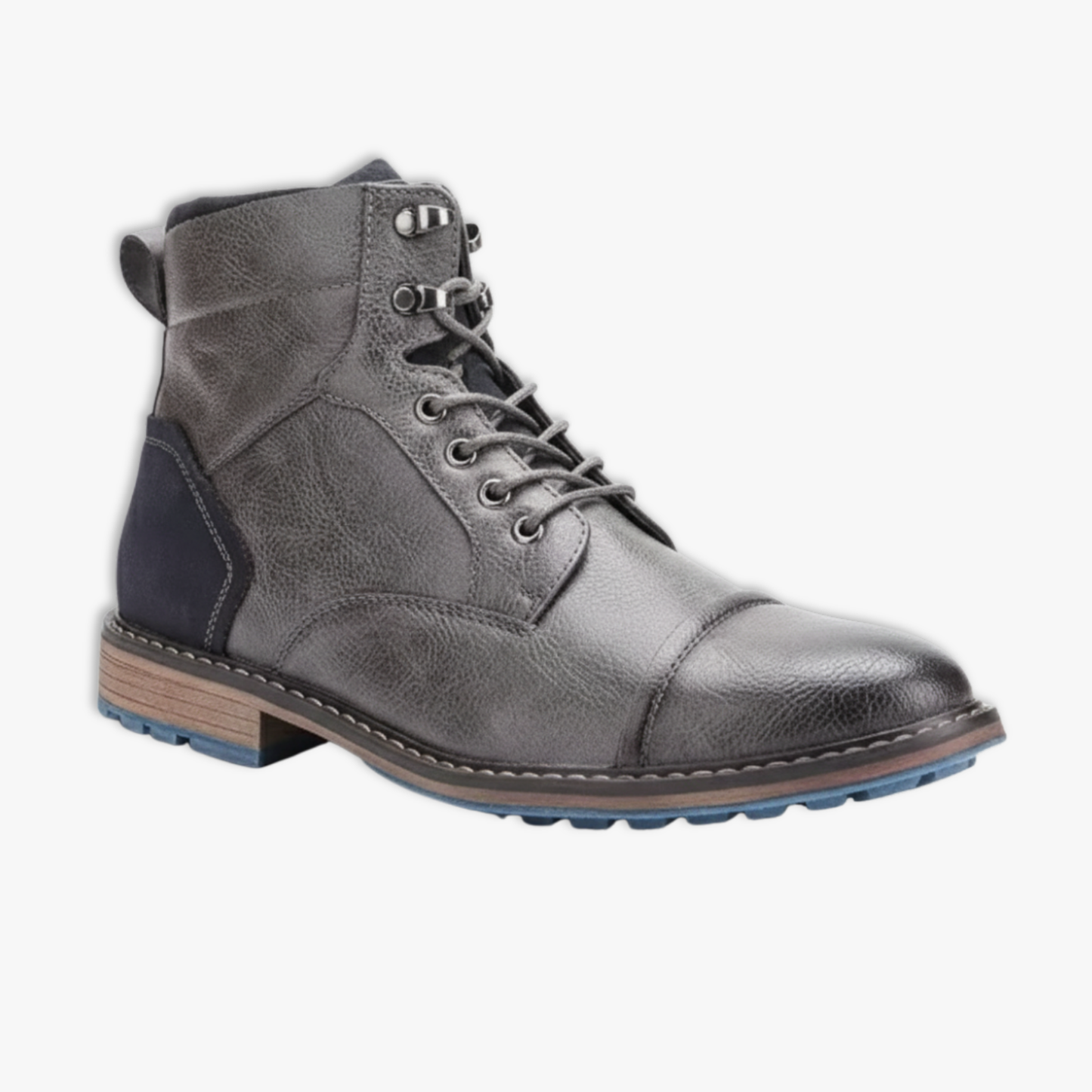 Blotcha Men's Retro Tan Leather Lace-Up Boots - Comfortable Fashion Cap-Toe