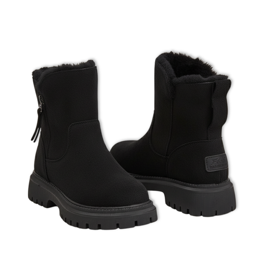 Blotcha Women's Winter Snow Boots, Black Plus Velvet Warm Fur Lined Ankle Boots