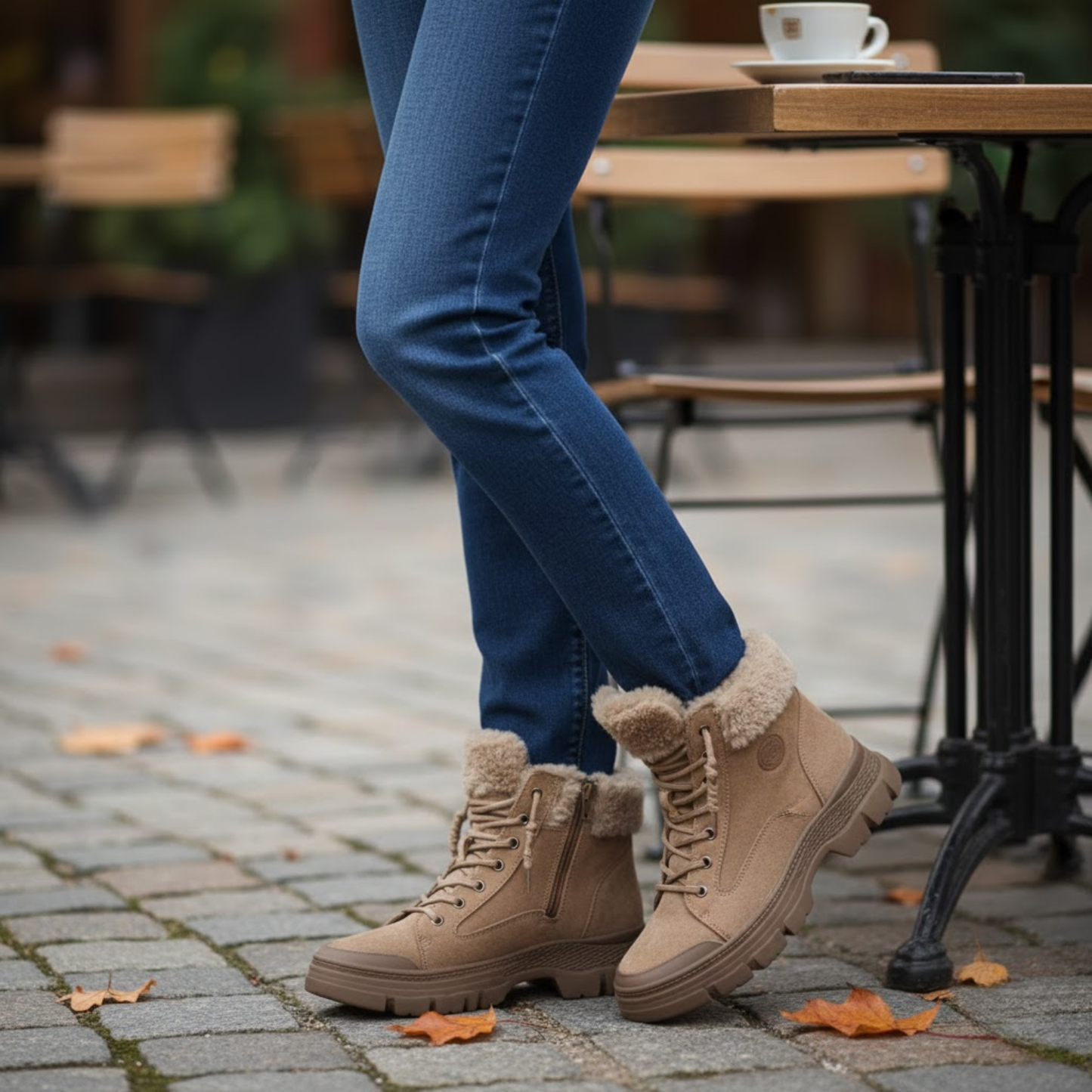 Blotcha Women's Genuine Leather Winter Ankle Boots Brown Plush Lined Snow Booties Thick Sole
