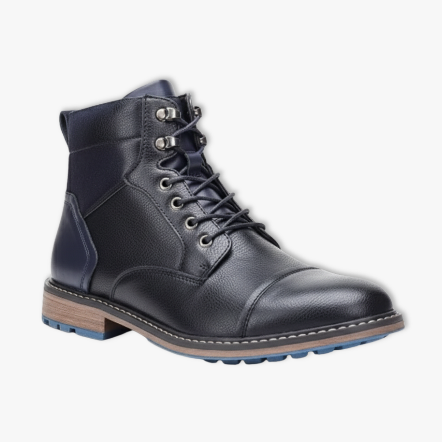 Blotcha Men's Retro Tan Leather Lace-Up Boots - Comfortable Fashion Cap-Toe
