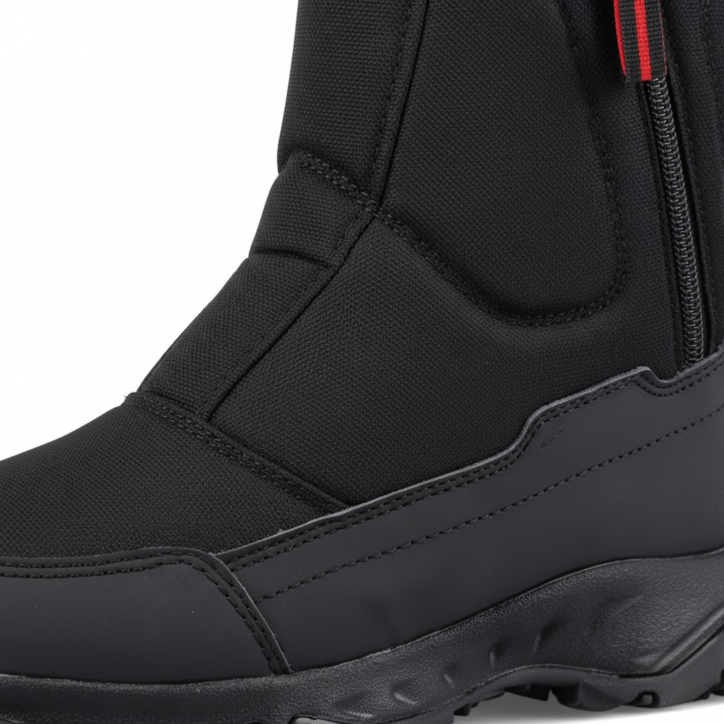 Blotcha Men's Black Zippered Winter Snow Boots, Insulated Waterproof Rugged Footwear