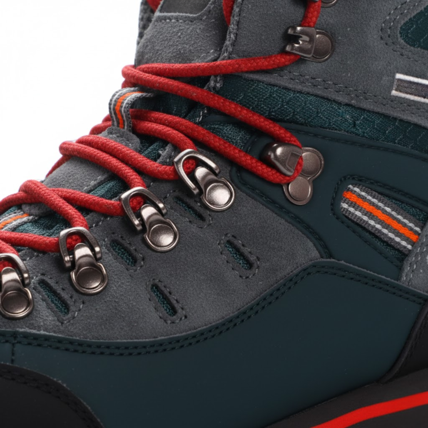 Blotcha Men's Hiking Boots - Blue & Grey Waterproof Outdoor Climbing Shoes with Red Laces
