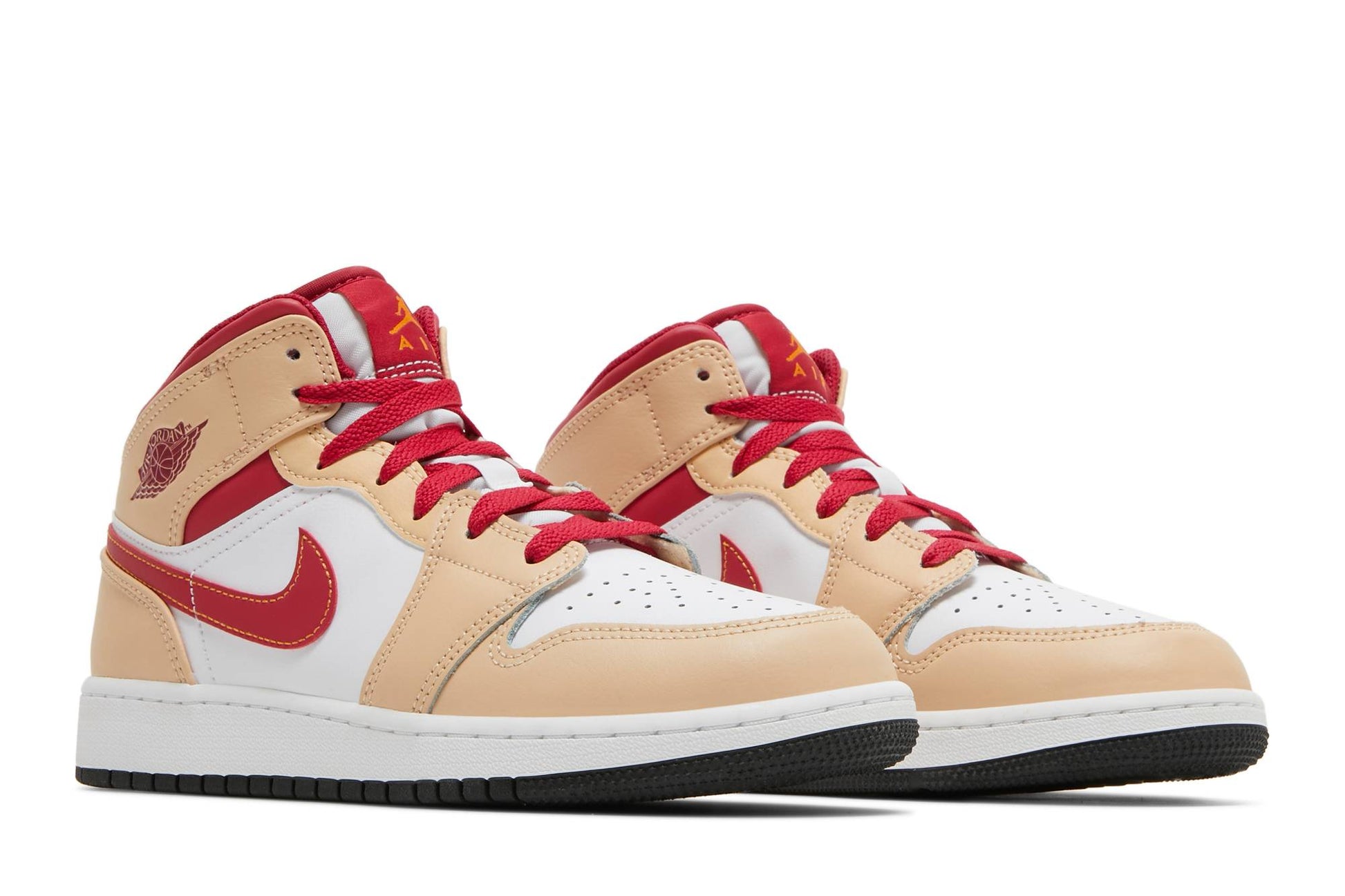 ( Grade School ) Air Jordan 1 Mid ‘Beige Red’ 554725-201