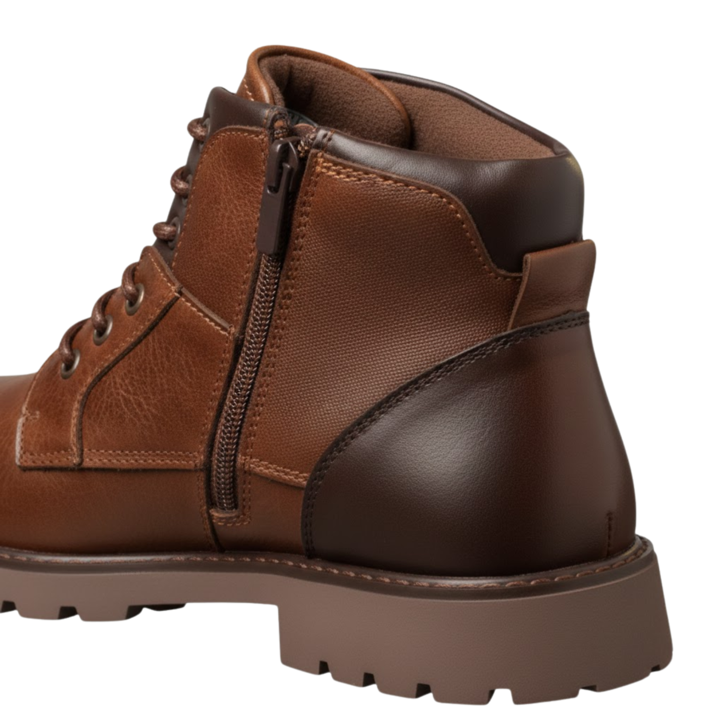 Blotcha Men's Brown Handmade Leather Ankle Boots, Lace-Up Outdoor Autumn Winter Booties