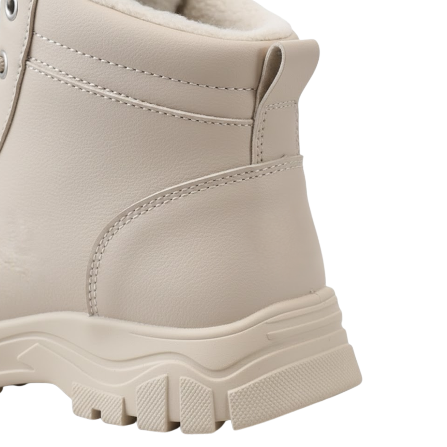 Blotcha Women's Beige Waterproof Winter Snow Boots Platform Lace Up Ankle Boots