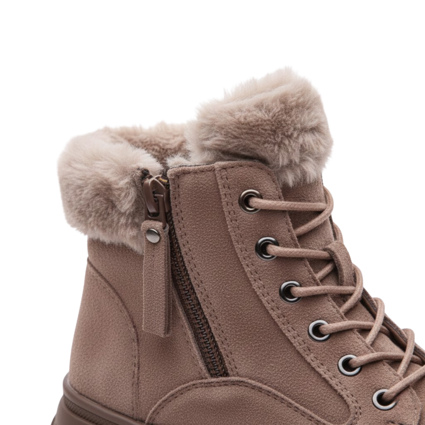 Blotcha Women's Genuine Leather Winter Ankle Boots Brown Plush Lined Snow Booties Thick Sole