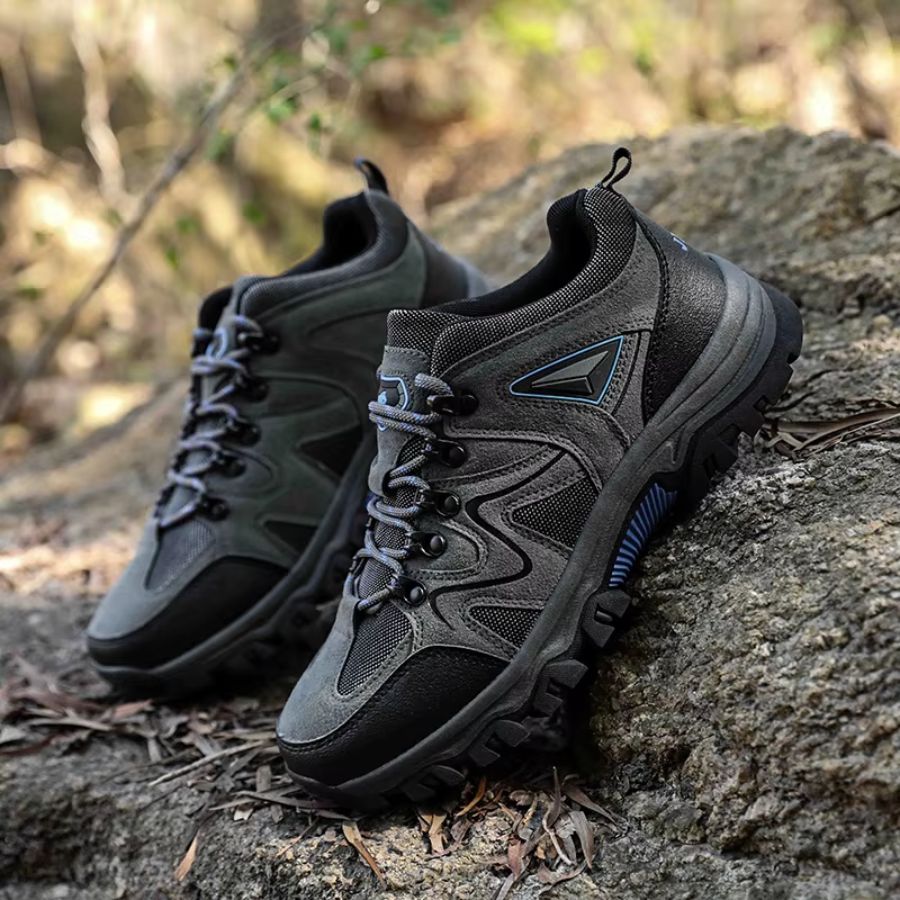 Blotcha Men's Orthopedic Hiking Shoes - Green Waterproof Suede Leather with Arch Support