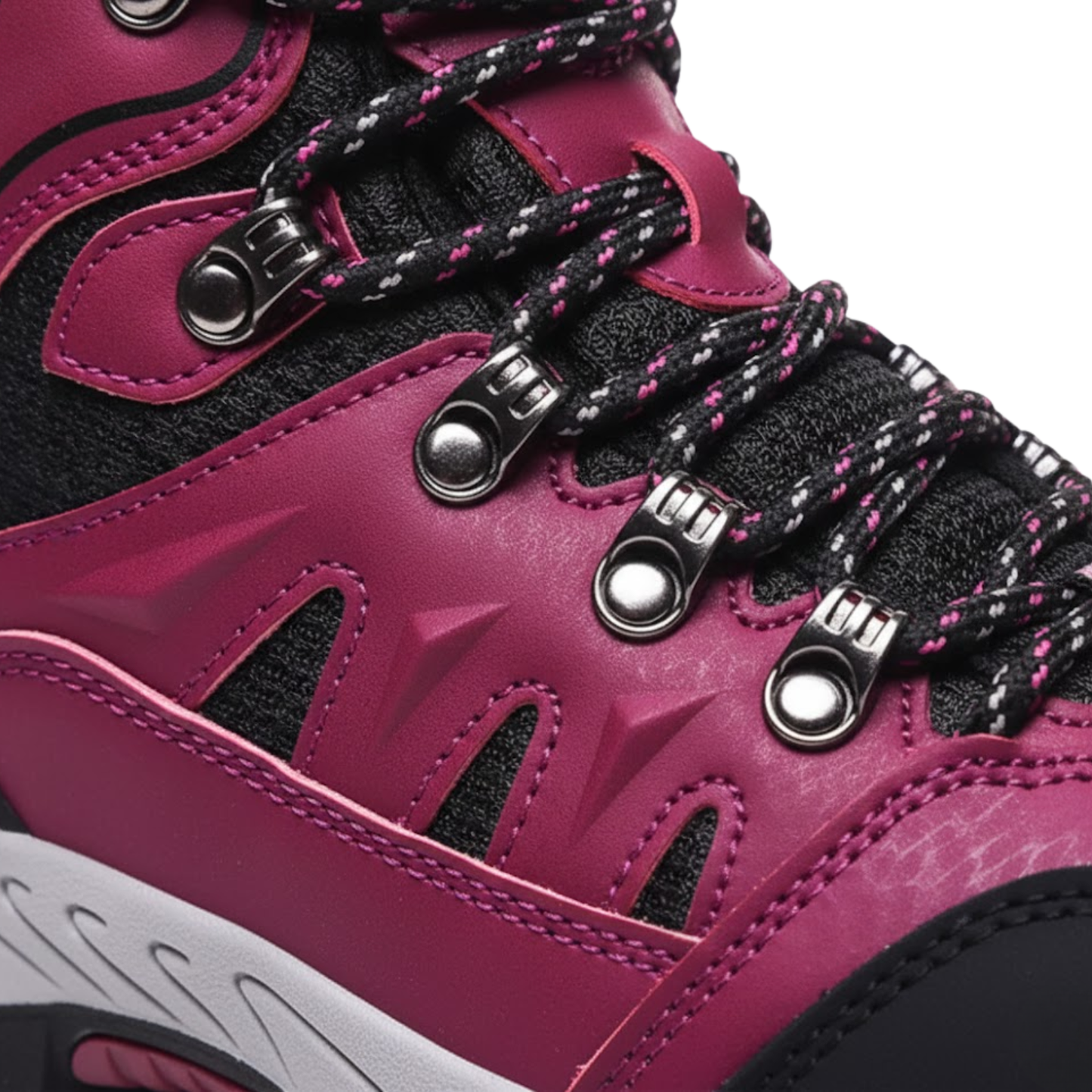 Blotcha Pink and Black Outdoor Waterproof Hiking Boots Wear-Resistant Sports Shoes